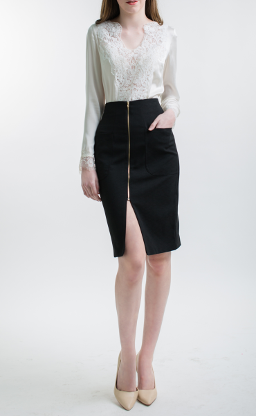 High Waist Pencil Skirt with Pockets