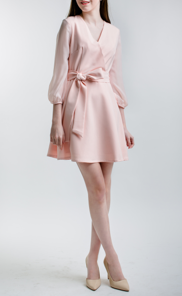 LIGHT PINK Tie Front Dress