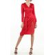 Italian Sandwashed Silk Wrap Dress in Red