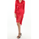 Italian Sandwashed Silk Wrap Dress in Red