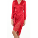 Italian Sandwashed Silk Wrap Dress in Red