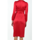 Italian Sandwashed Silk Wrap Dress in Red