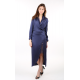 Italian Sandwashed Silk Wrap Blouse in Navy Blue