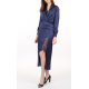 Italian Sandwashed Silk Wrap Blouse in Navy Blue